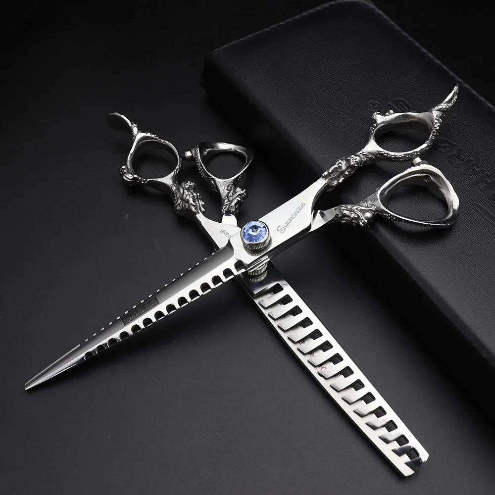 Scisscors set 7 дюймов Профессиональные парикмахерские Парикмахерские ножницы для парикмахерской ножницы для стрижки волос филировочные японские 440c ножницы для волос - Цвет: Scisscors set