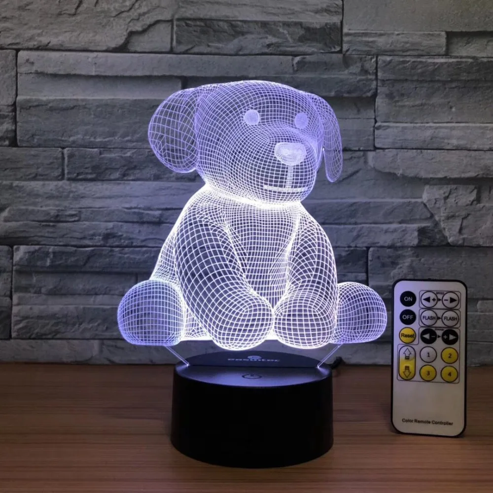 Сидячий милый медведь 3D USB Светодиодная лампа Настольный ночсветильник Декор для