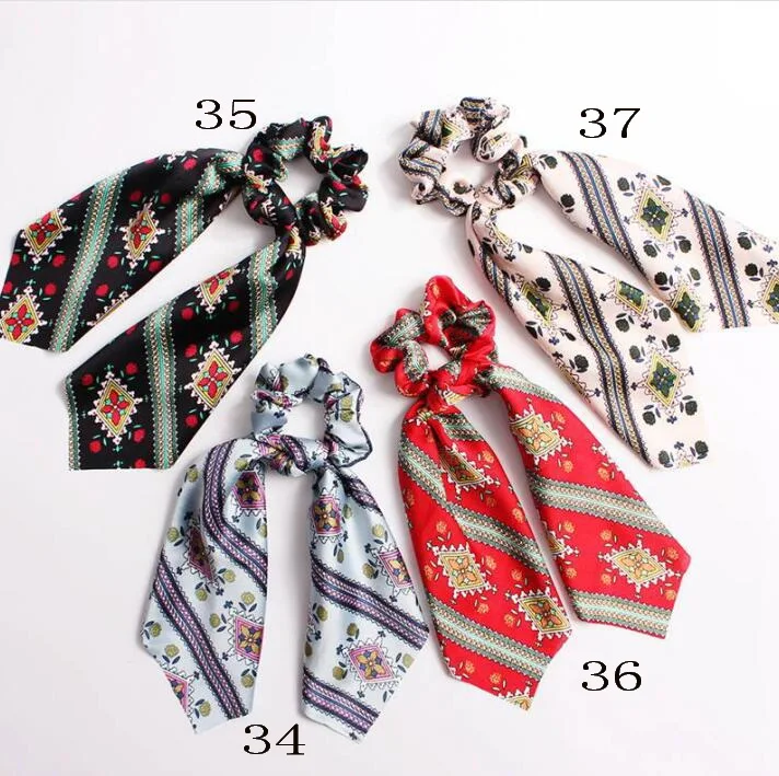 Vintage Women Headwear Turban DIY Bow Streamers Hair Scrunchies Ribbon Ties Horsetail Head Wrap Accessories F307 |