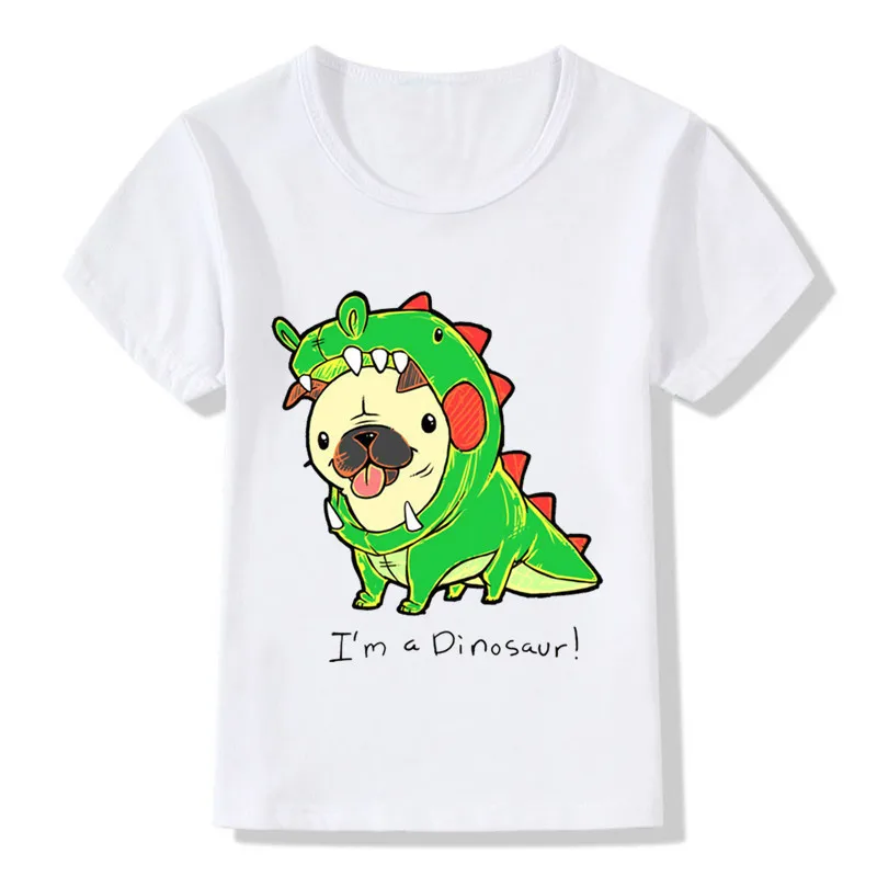2019 Детские Забавные футболки с принтом I'm a Dinosaur детские летние топы для девочек