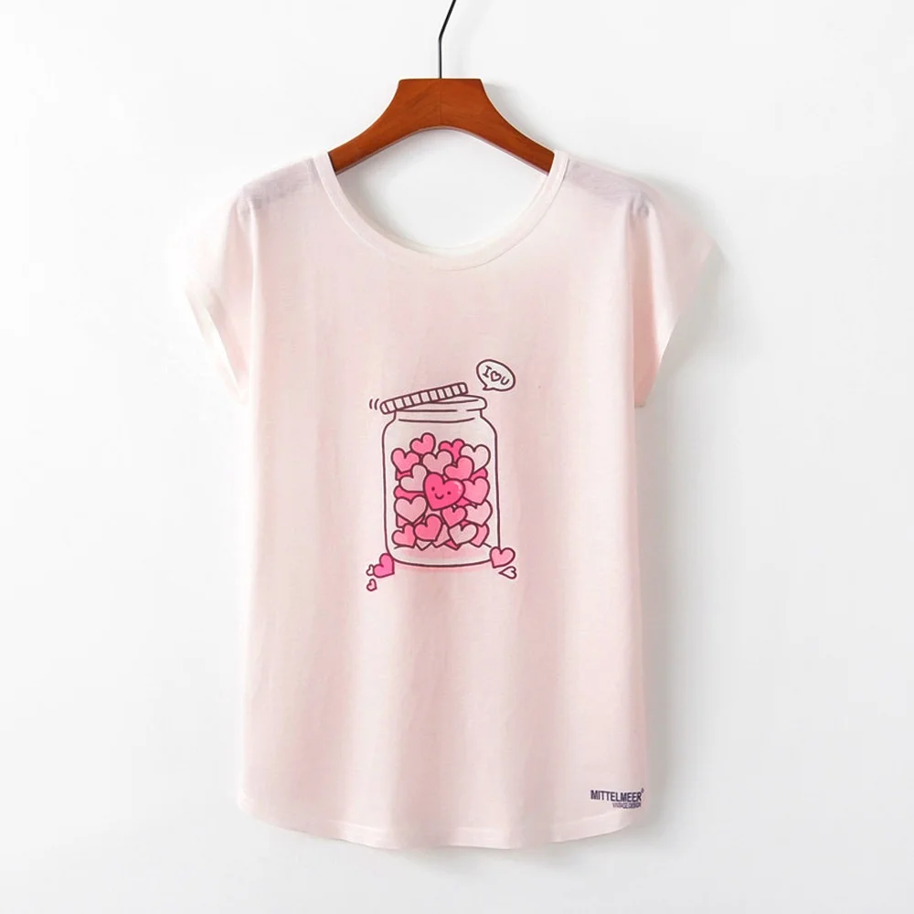 M026 Bottle love Летние женские футболки, новинка, Harajuku Kawaii, милый стиль, панда, единорог, буквенный принт, свободная футболка, повседневные топы с коротким рукавом, футболки - Цвет: M026 Bottle love