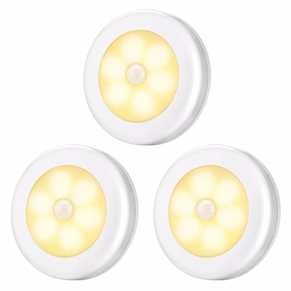 6Led инфракрасный PIR датчик движения Ночной светильник беспроводной детектор датчик ночной Светильник AAA батарея Автоматическое включение/выключение шкаф туалет светильник 1 шт