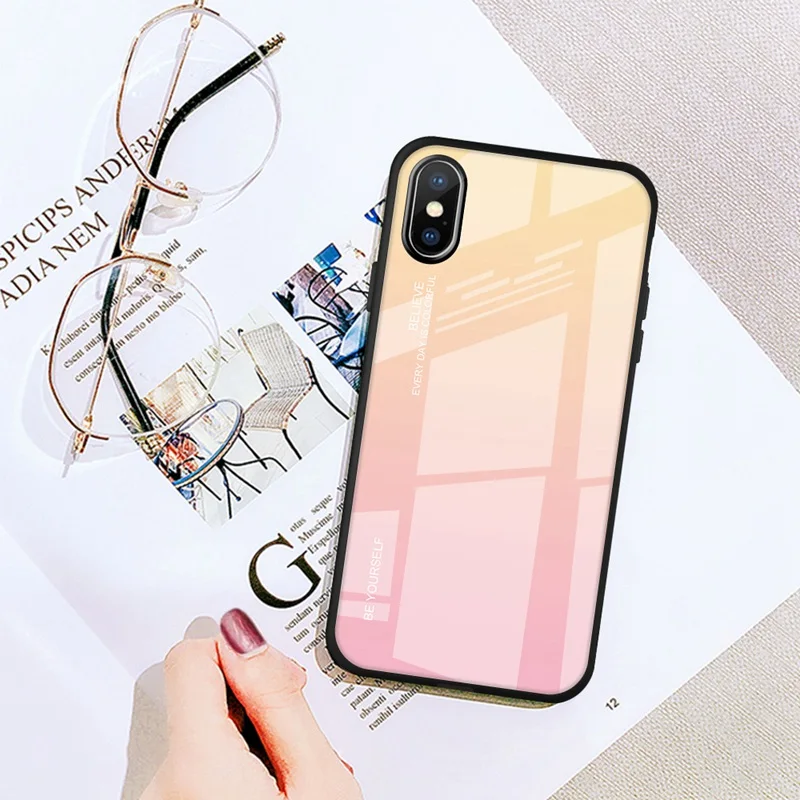 Стеклянный чехол icoque для iPhone 6 6s 7 8 Plus роскошный с градиентом X XR XS MAX Coque |