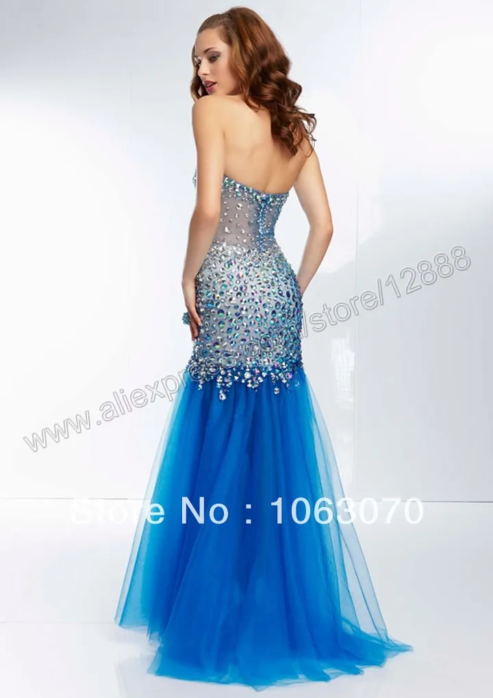 The Royal Blue and Champagne Sweetheart Sexy Prom Dress With Crystals 2014 New Arrival | Свадьбы и торжества