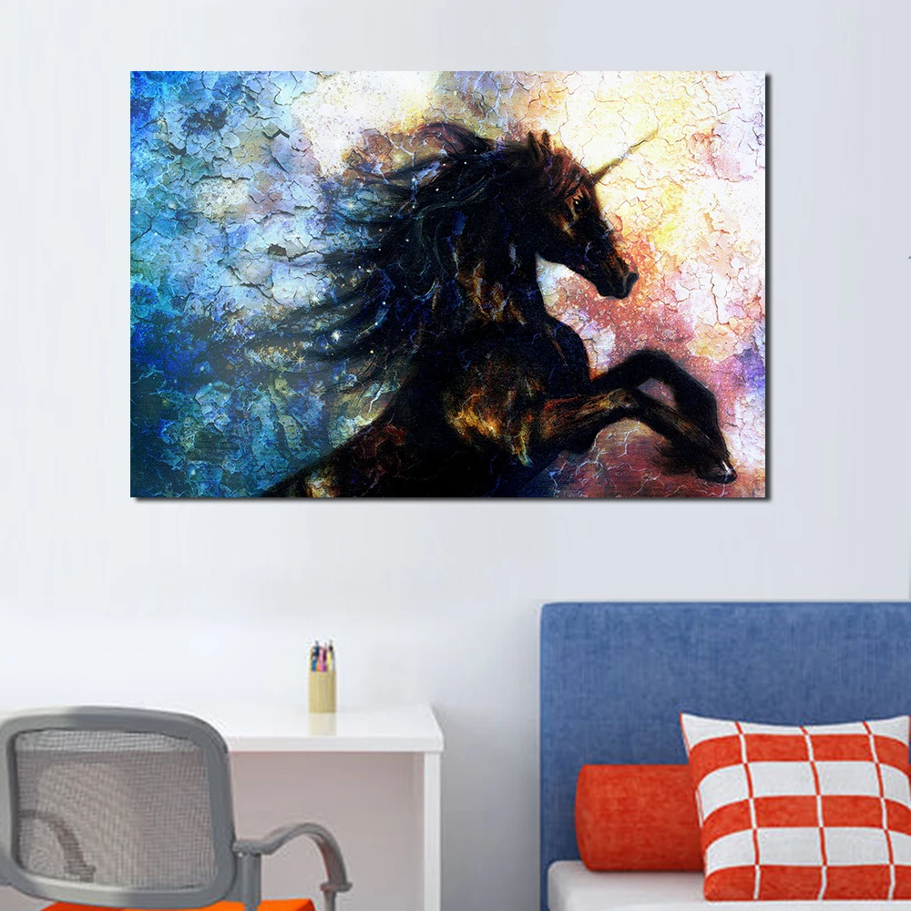 

JQHYART Wall Art Picture Modern Animal Painting Horse Canvas Art Posters And Prints Home Decor Painting No Frame