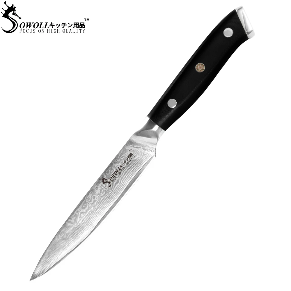 E.5 utility knife Sowoll дамасский кухонный стальной нож 3,5 ''для очистки овощей 5'' Универсальный 6,5 ''шеф-повара 7'' сантоку 8 ''поварские ножи инструменты для приготовления мяса и рыбы - Цвет: E.5 utility knife