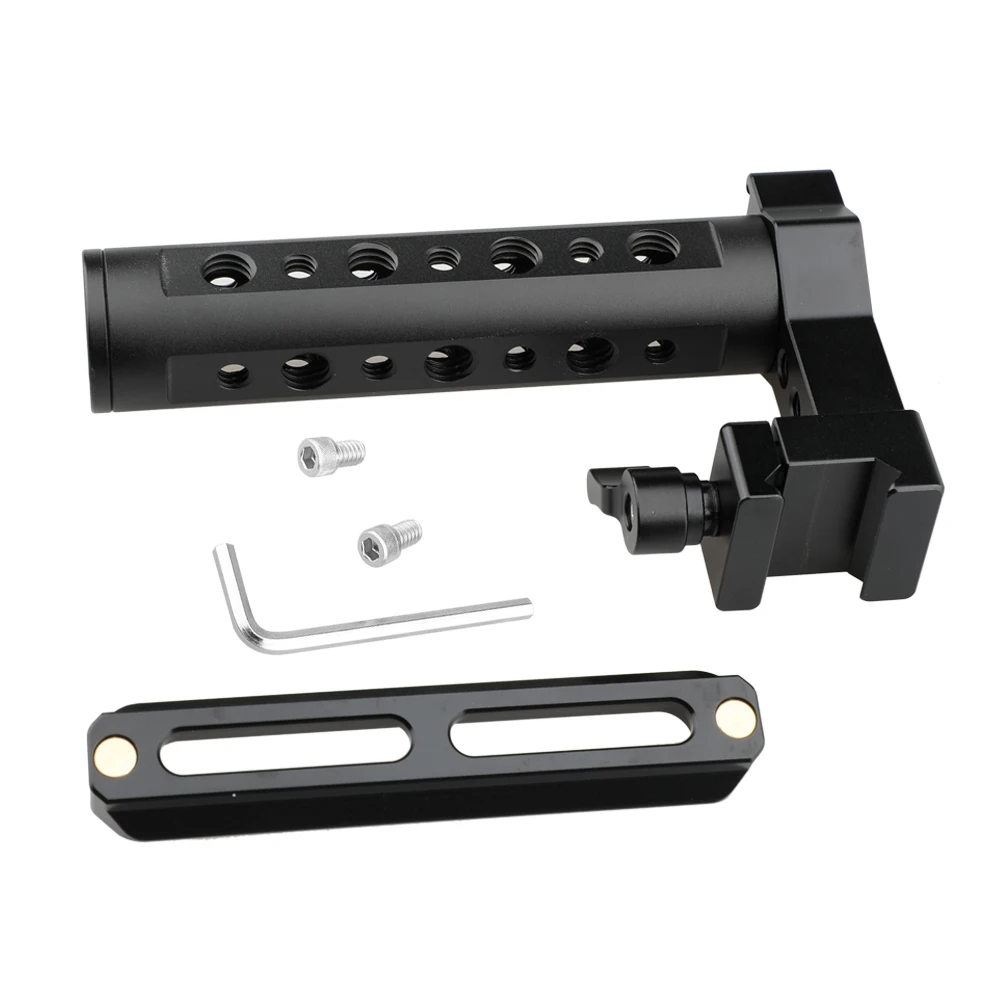 

CAMVATE Top Handle QR Cheese Handle Grip with 100mm NATO Rail + Cold Shoe Mount Adapter for Digital Dslr Camera C1500