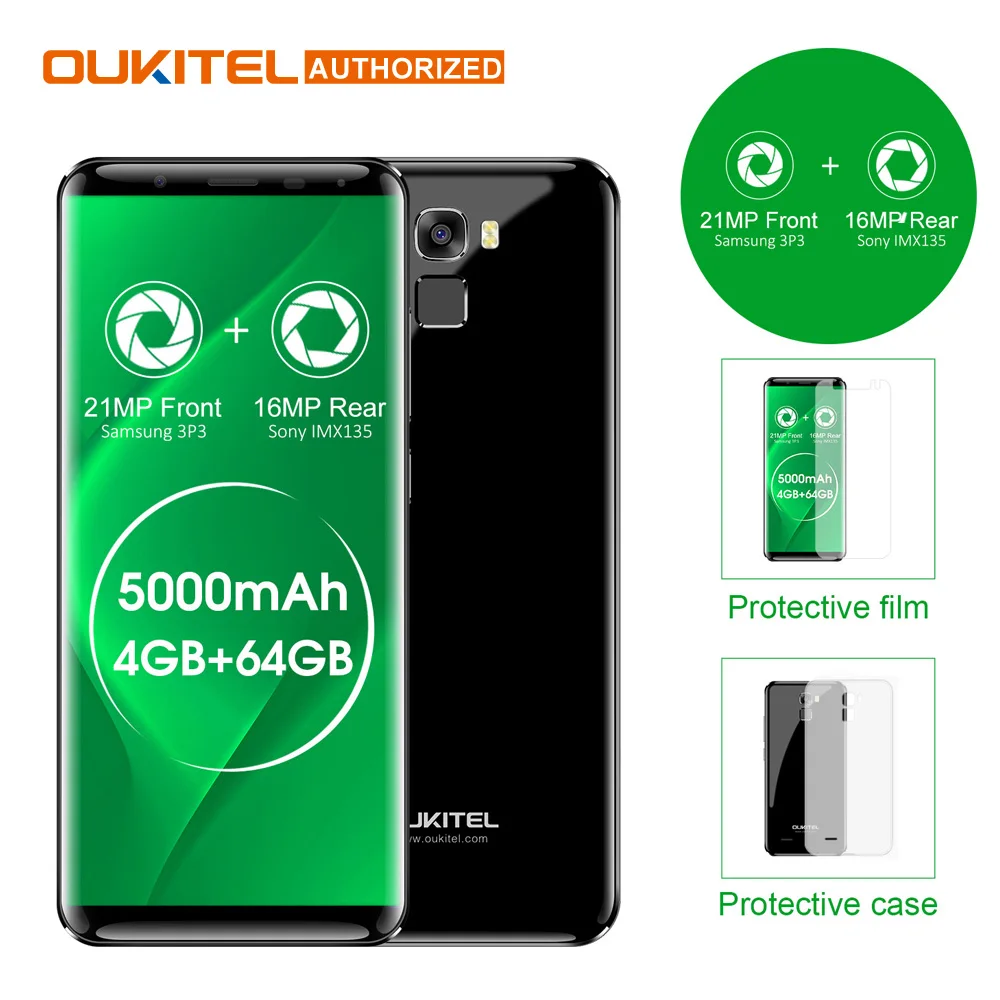 Oukitel K5000 5 7 &quotHD 18:9 4 г смартфон 5000 мАч Android 0 ГБ + 64 MTK6750 Octa core 21MP 16MP отпечатков пальцев