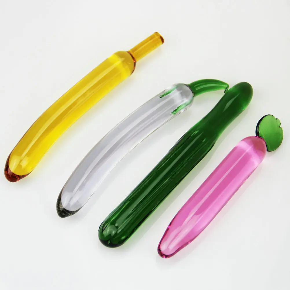 Стеклянный анальный фаллоимитатор Анальная пробка зеленая Луффа в полоску