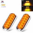 Желтый Овальный светодиодный стоп-сигнал Keyecu, 6 дюймов, задние парковочные огни для прицепа, грузовика, водонепроницаемый, 12 В, хромированный
