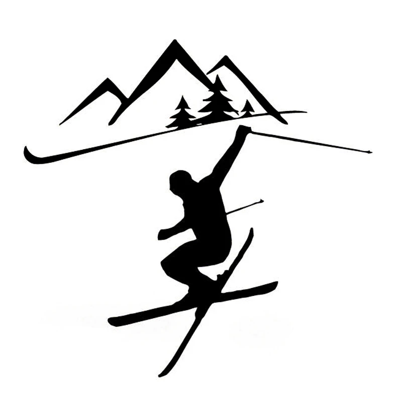 

15.3CM*14.8CM Man Skiing Sport Silhouette Vinyl Car Sticker S9-0461