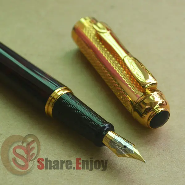 2 шт. перьевая ручка DIKAWEN 821 с винным и золотым средним наконечником + Шариковая
