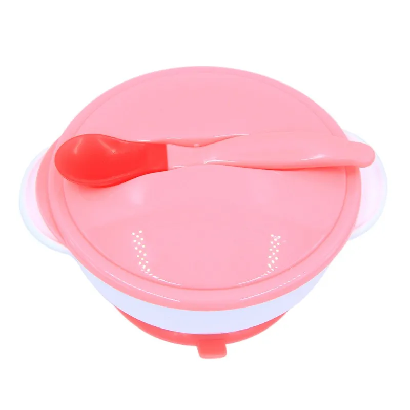 

Baby Feeding Bowl with Sucker and Temperature Sensing Spoon Suction Cup Bowl Dishes Slip-resistant Tableware