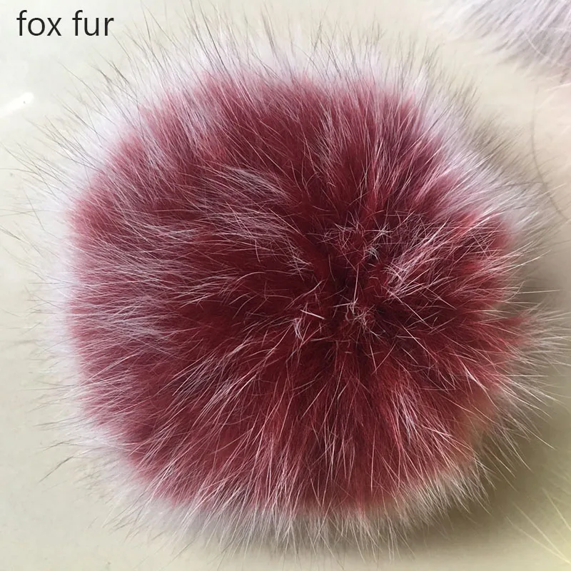 red white fox DIY 14-15 см настоящие помпоны из лисьего меха большие роскошные меховые шарики для вязаные шапочки обувь и шарфы натуральный мех енота помпоны - Цвет: red white fox