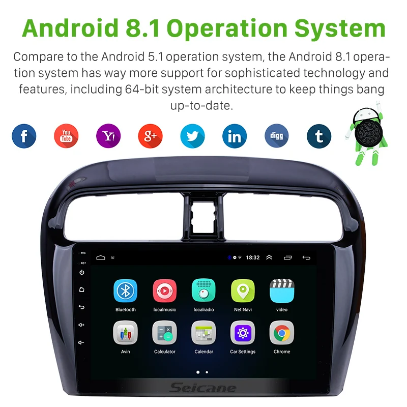 Seicane 9 дюймов Android 8 1 автомобиль радио мультимедиа плеер для Mitsubishi Mirage 2012 2016 GPS