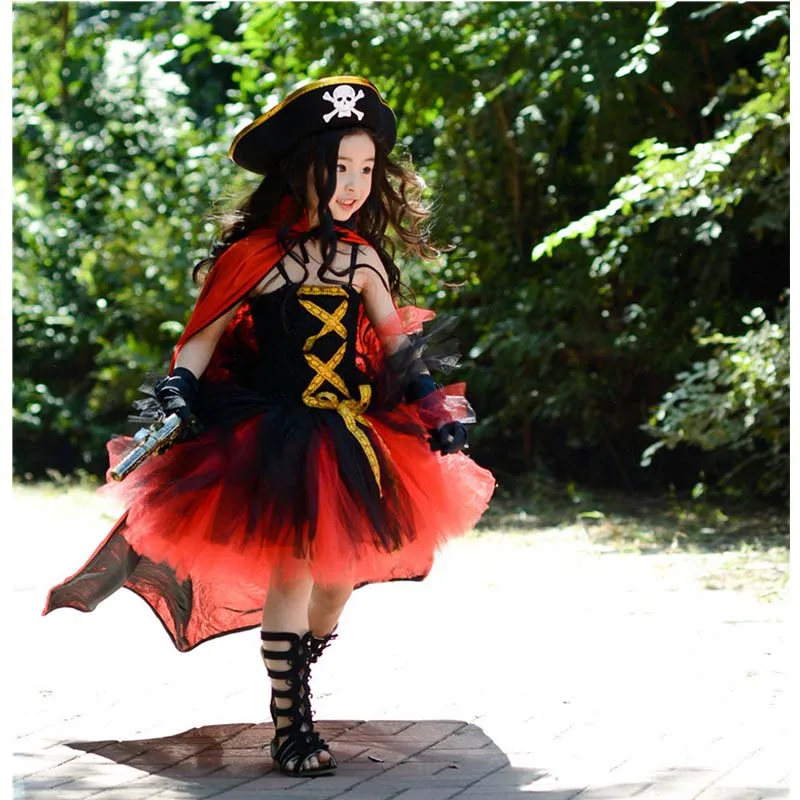 Girls Halloween Dress Set Cos Pirate Cool Show Children Ghost Female Pirates costume clothes | Детская одежда и обувь
