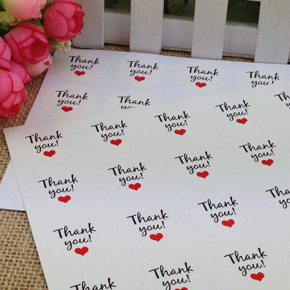 Самоклеящиеся Стикеры из крафт-бумаги с надписью Thank You love диаметр 3 см | Дом и сад