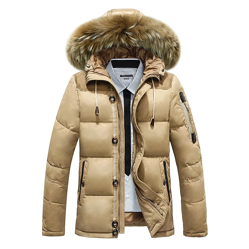 2018 Warm Winter Duck Down Jacket for Men Fur Collar Thicken Parkas Hooded Coat Casual Outerwer 110wy | Мужская одежда