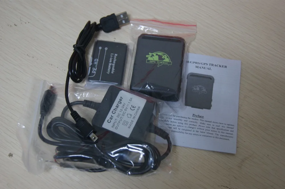 Quad-группы GSM GPRS устройство слежения Tk102b gps трекер + проводных батарея для