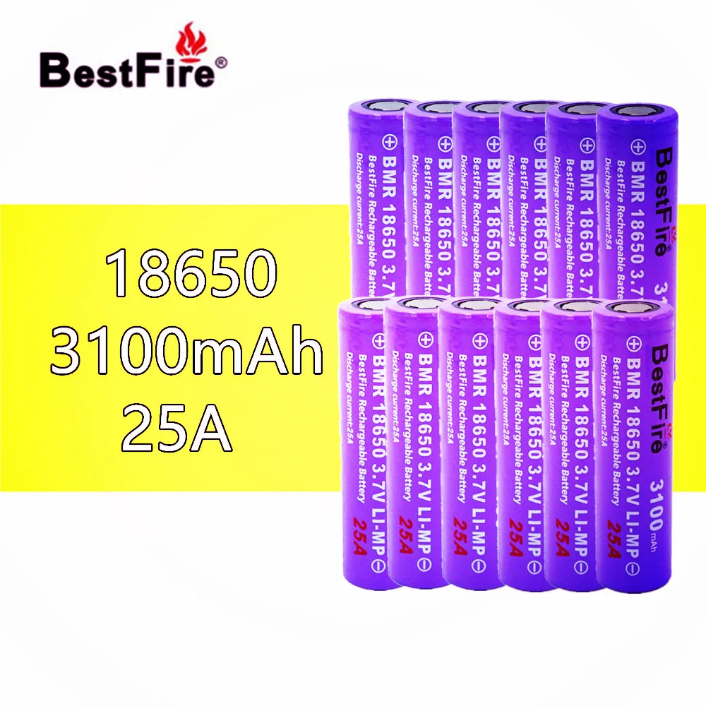 12 шт. Bestfire 18650 Li ion 3 7 в 25A 3100 мАч аккумуляторная батарея для электронной сигареты
