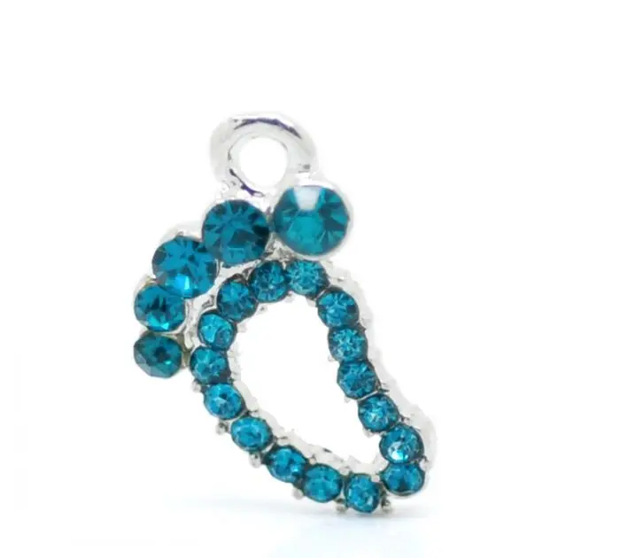 Doreenbeads/розница 10 шт. милые серебряные подвески с павлиньим синим горным хрусталем