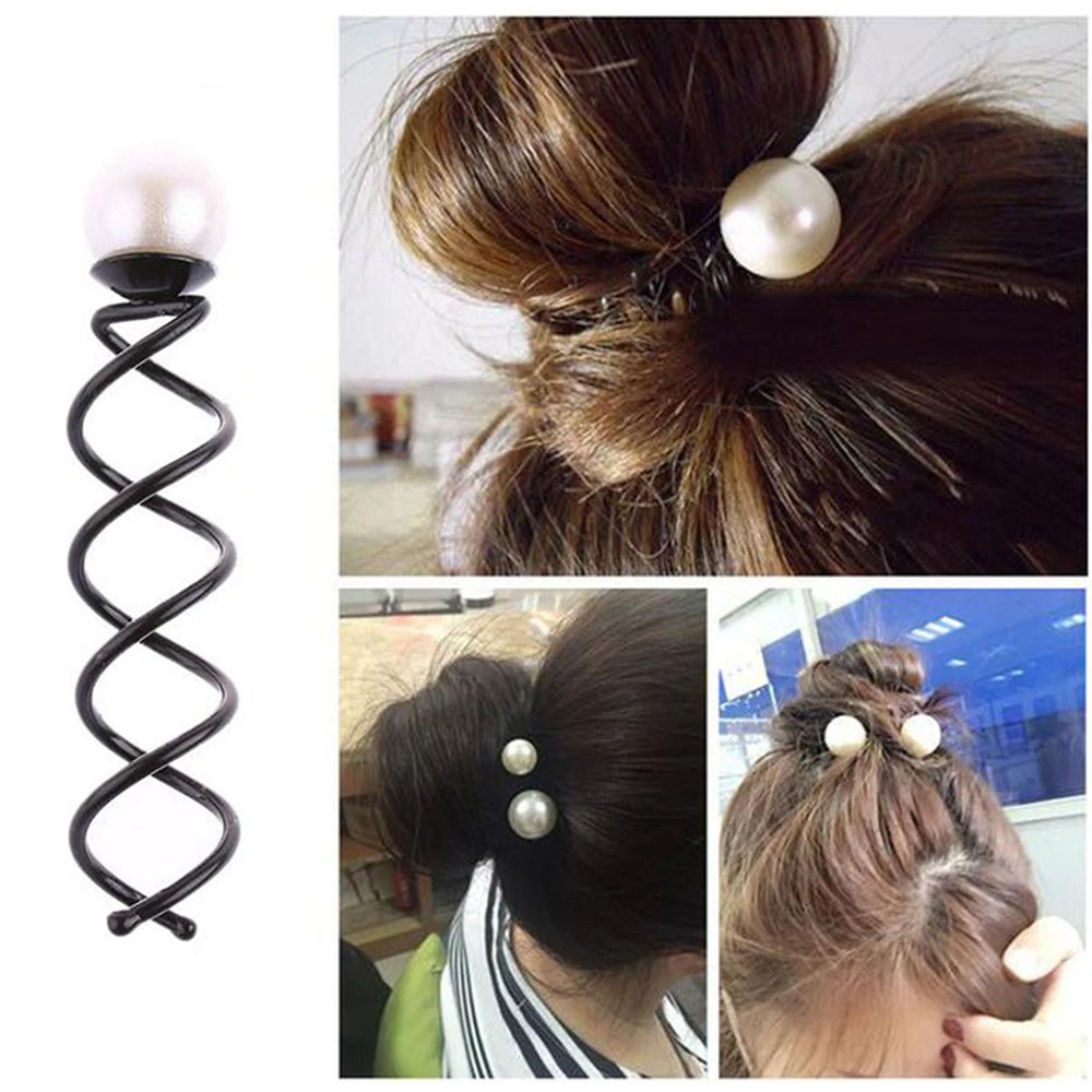 

2Pcs Hair Styling Tools Braiders Spiral Spin Screw Pin Pearl Hair Clips Twist Barrette Hairpins Hairdress Accessories Hair Clip