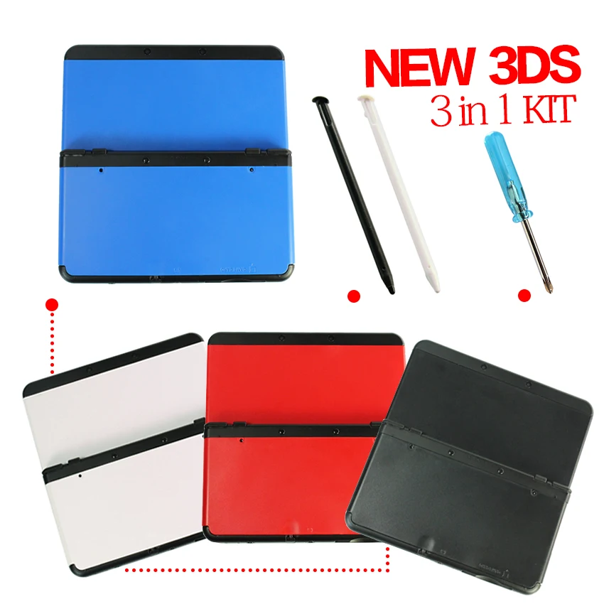 Игровые аксессуары для New 3DS Stylus (черно белый) + один набор лицевой панели и задней