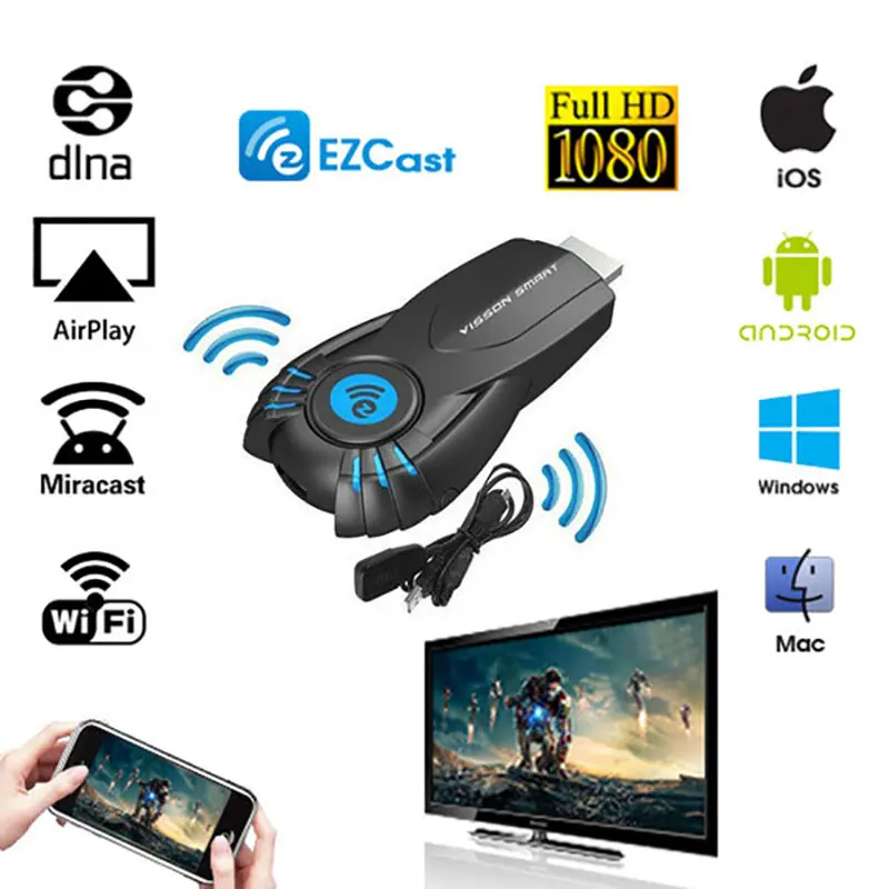 EZcast умные телевизоры Stick EZ литой Android Мини ПК Miracast зеркало Dongle Wi Fi ippush лучше чем google