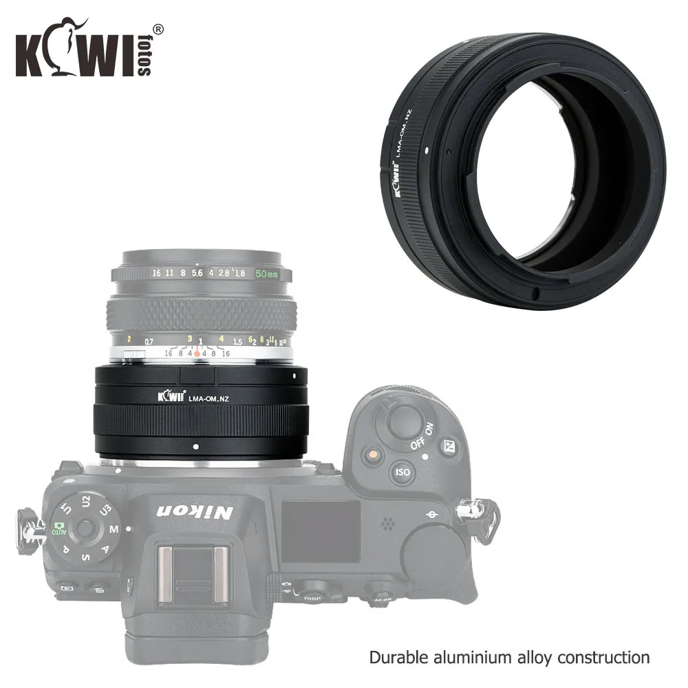KIWIFOTOS LMA-OM_NZ переходное кольцо для объектива Olympus OM крепление для Nikon Z крепление из алюминиевого сплава 69x34,8 мм