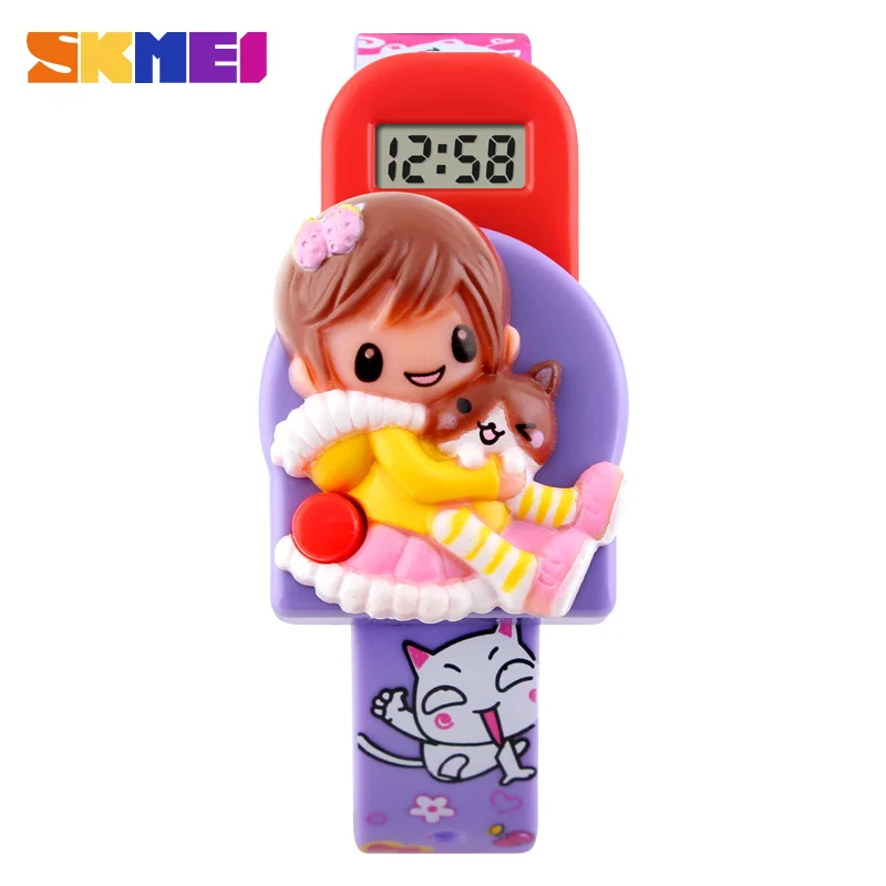purple SKMEI новые детские электронные часы с героями мультфильмов Reloj модные студенческие милые детские часы Relogio Masculino спортивные наручные часы - Цвет: purple