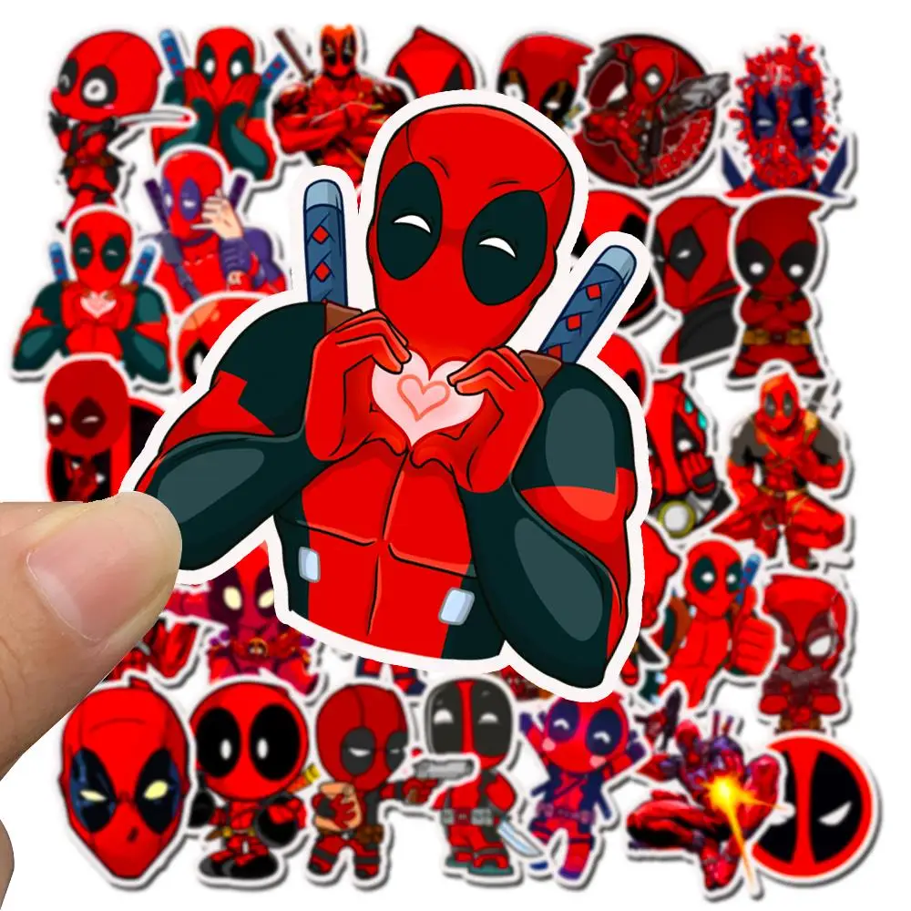 35 шт. Мультяшные милые наклейки Deadpool, наклейка с супергероями для сноуборда, багажа, автомобиля, холодильника, ноутбука