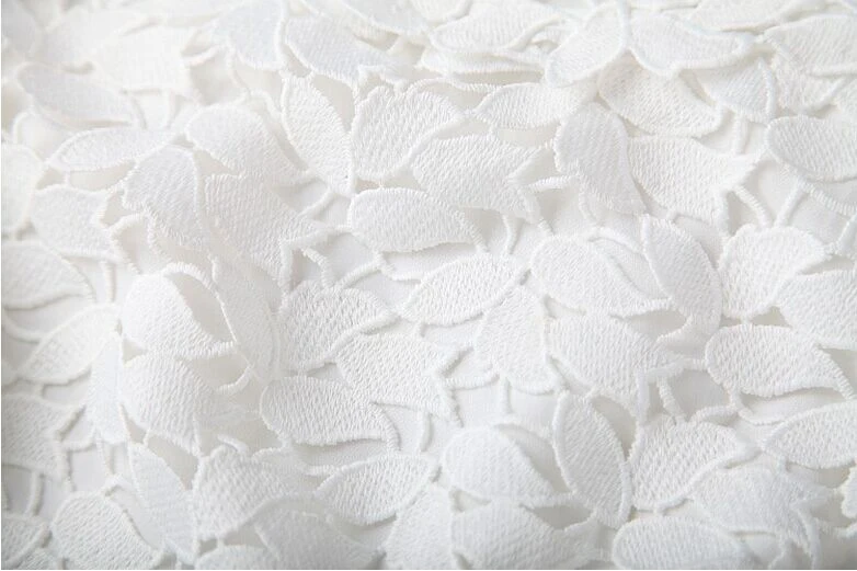 Noble lace water soluble stitching leaf printing lady's short dress | Женская одежда