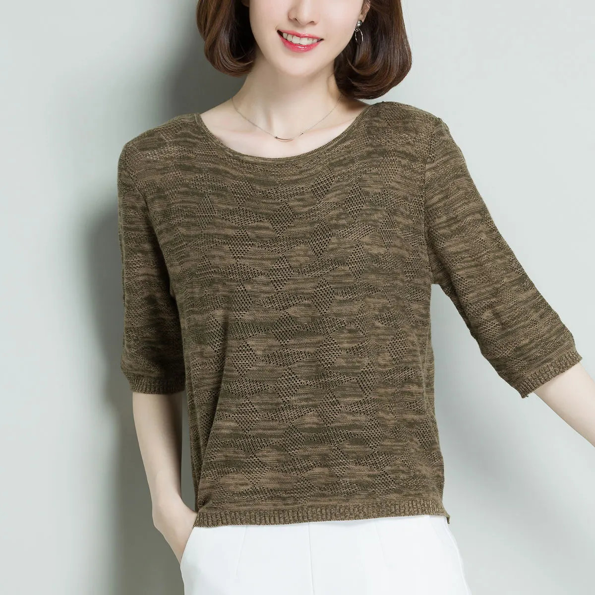 2018 Spring Summer Knitted Tops Women Sweater Shirt Casual Pullover Half Sleeve Loose Thin Knitting Jumper S- 3XL | Женская одежда