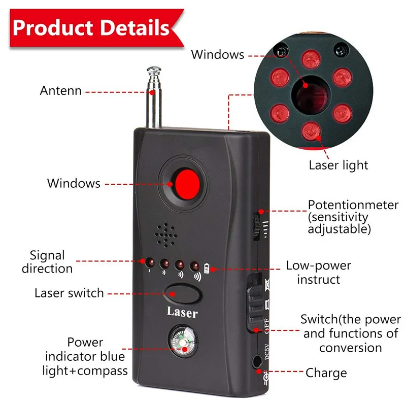 Full Range Anti-Spy Bug Detect RF Signal Detector CC308+Wireless Camera GSM Device Finder FNR Full-frequency cc308 | Электроника