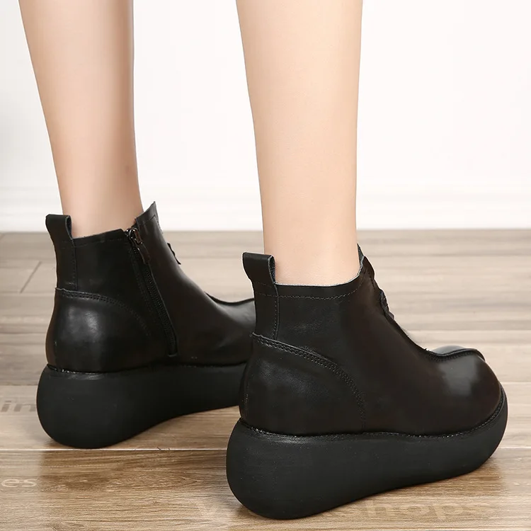 Новинка 2019 года сезон осень повседневные женские ботинки из натуральной кожи с