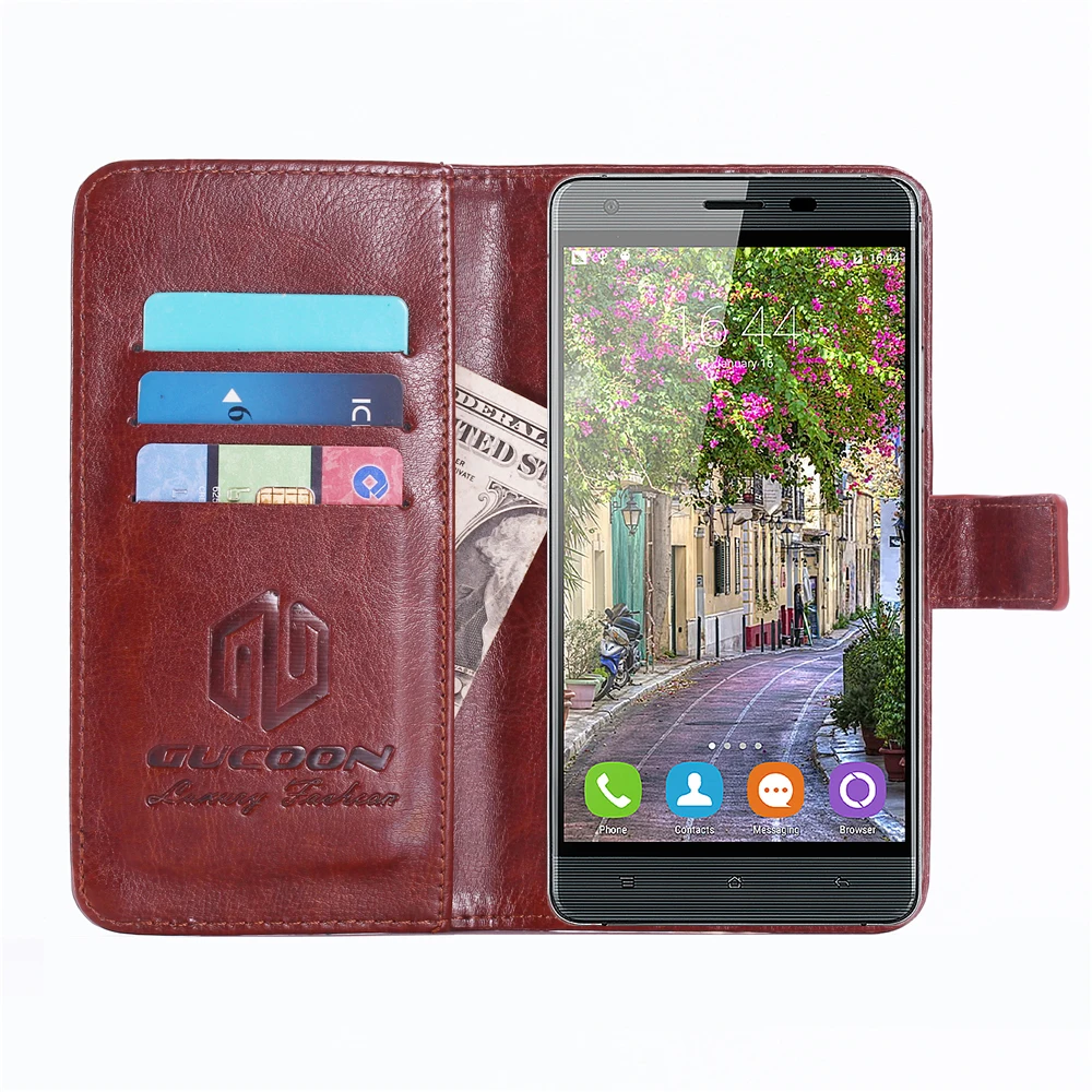 GUCOON, винтажный Чехол-кошелек для Oukitel K6000, 5,5 дюймов, из искусственной кожи, Ретро стиль, откидная крышка, стильные магнитные чехлы с откидной подставкой и ремешком