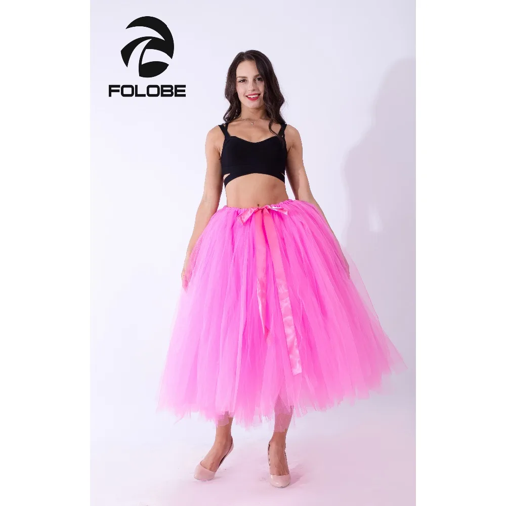 FOLOBE 80 см розовые винтажные фатиновые юбки-пачки макси длинные юбки женские