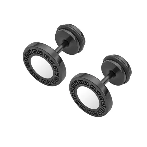 Black 1 pair 1 пара, поддельные серьги-гвоздики из нержавеющей стали для ушей, мужские черные серьги-гвоздики с текстурой стены, Серьги Для Пирсинга Ушей brincos - Окраска металла: Black 1 pair