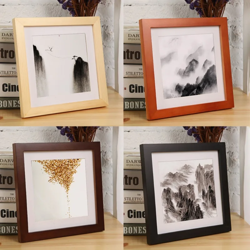 Новая 10 дюймовая квадратная деревянная фоторамка из цельного дерева высокого