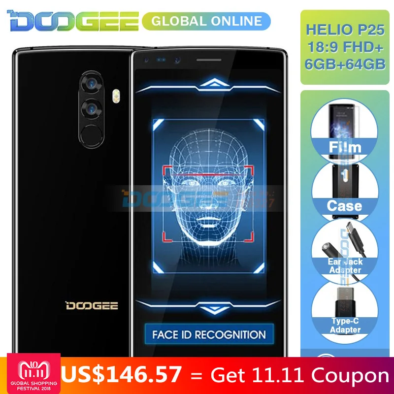 2018 DOOGEE Mix 2 5 99 &quot18:9 128 ГБ FHD + смартфон Helio P25 Восьмиядерный 16MP четырех камер 4060 мАч