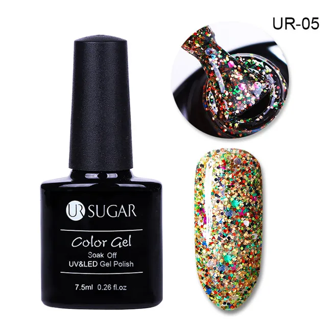 UR 05 UR SUGAR 1 бутылка 7,5 набор пластиковых бутылок для шампуней/кремов голографическая Звезда Луна блестки гель наклейки на ногти флаконы замочить от ногтей УФ гель лак - Цвет: UR 05