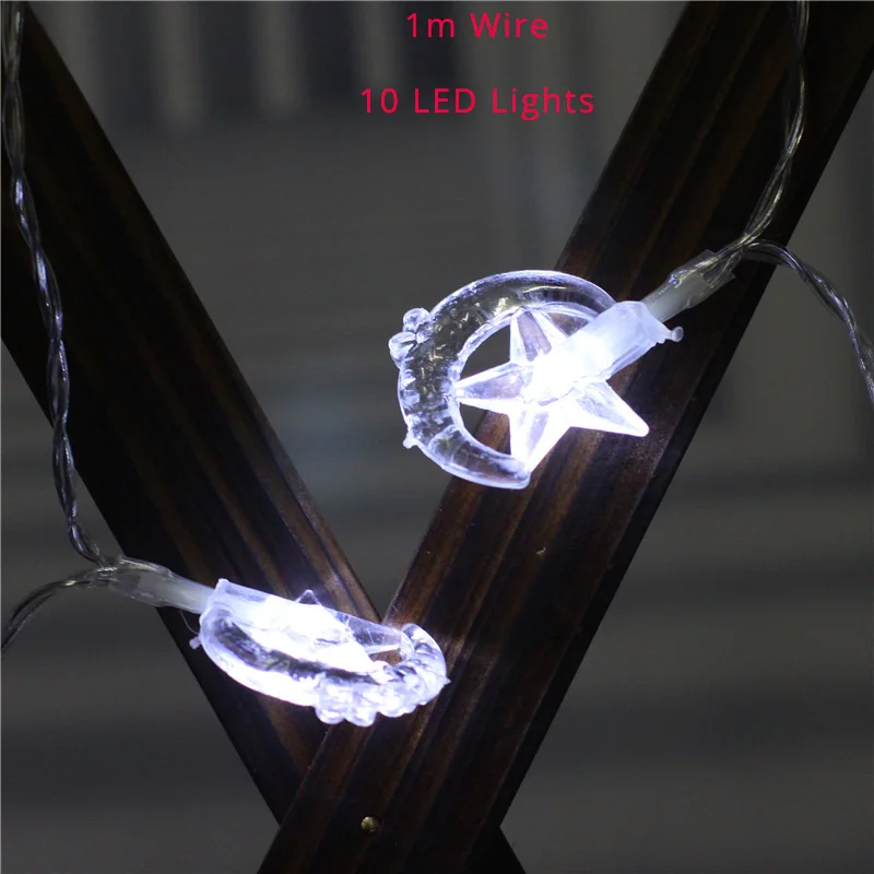 1m led lights white WEIGAO ИД Мубарак события Декор Блеск Ислам фестиваль Бантинг гирлянда Ислам ic мусульманских Мубарак украшения Рамадан Декор поставки - Цвет: 1m led lights white
