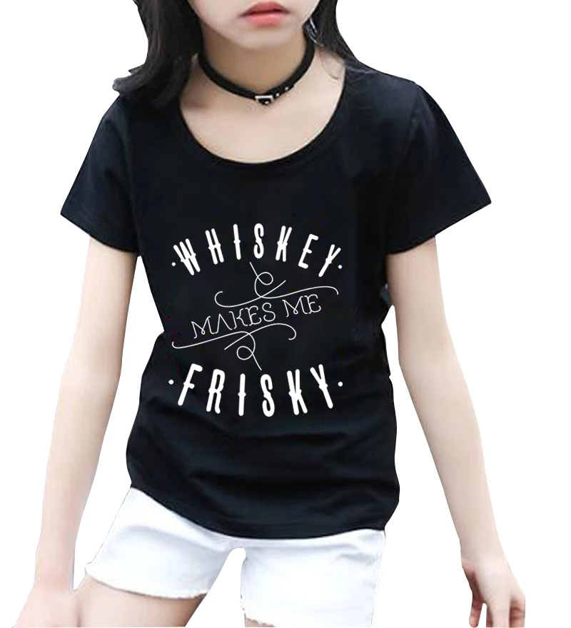 Whiskey Make Me Frisky/забавные детские футболки с буквенным принтом Новинка лета 2018 года
