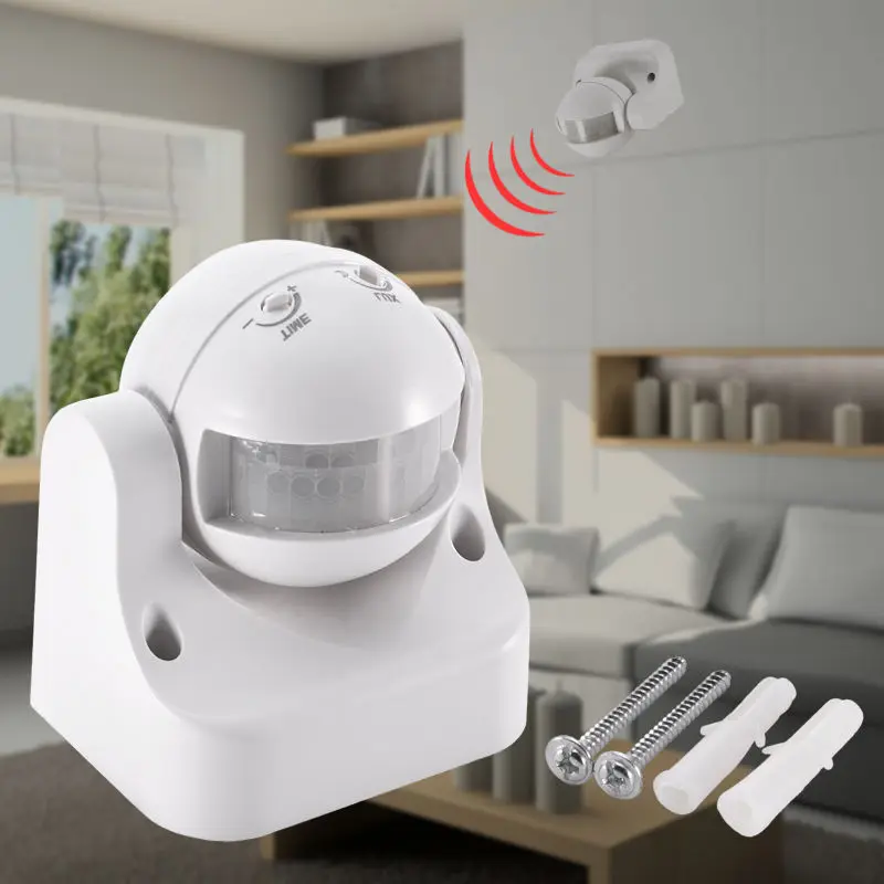 Белый открытый градусов безопасности движения PIR сенсор детектор переключатель