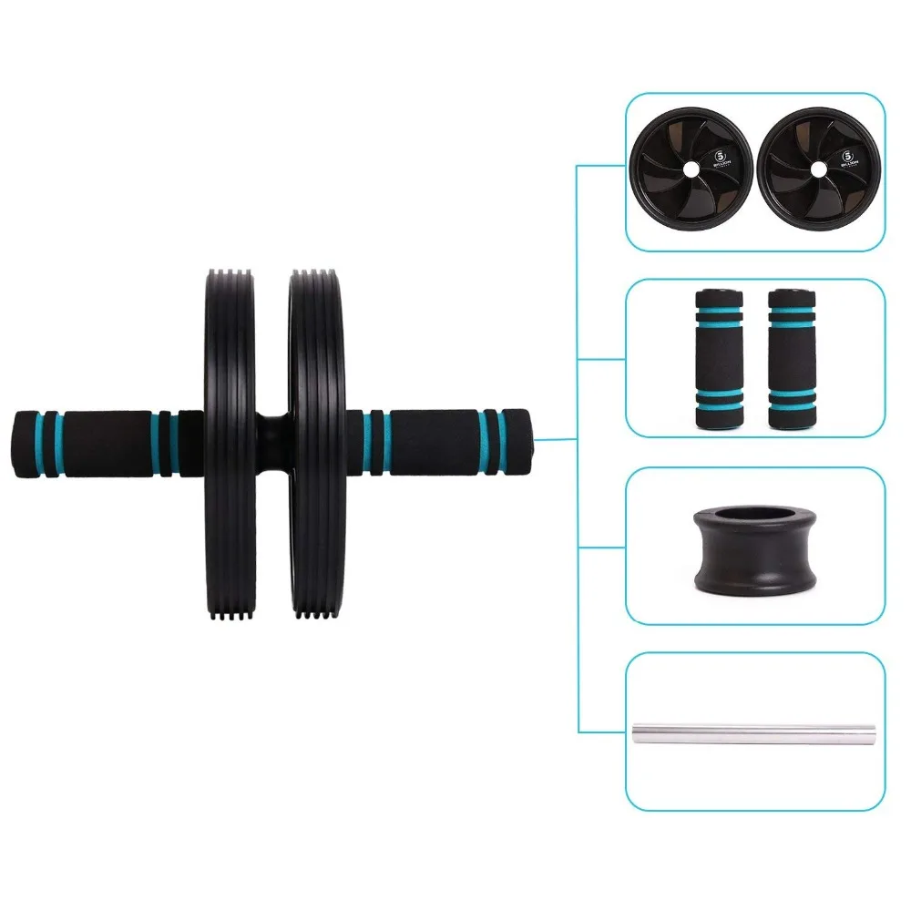 Двойное Ab роликовое колесо для упражнений с пенопластовыми ручками Abs упражнение