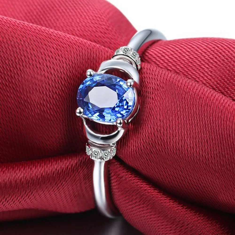 Обручальное кольцо из белого золота 0 5 карат с натуральным сапфиром 18 к |