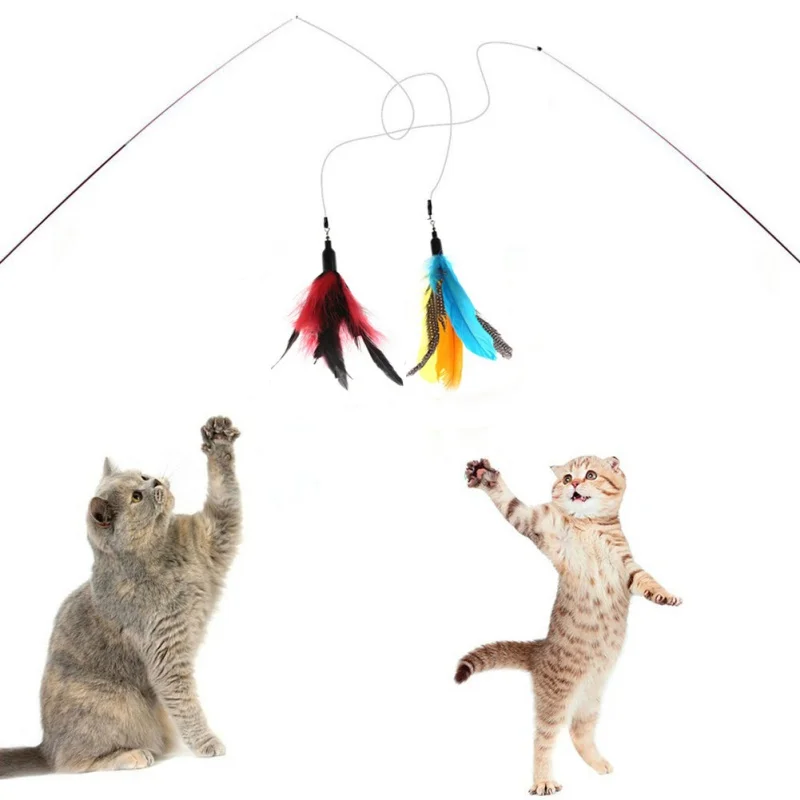 Интерактивная игрушка для дразнивания кошек растягивающаяся удочка палка