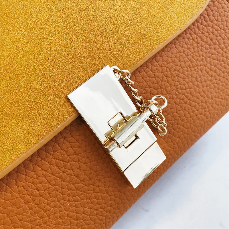 Chain Vintage Patchwork Crocodile+Nubuck Leather Women Bags Designer Trapeze Handbags Fashion Lock Lady Crossbody Messenger | Багаж и