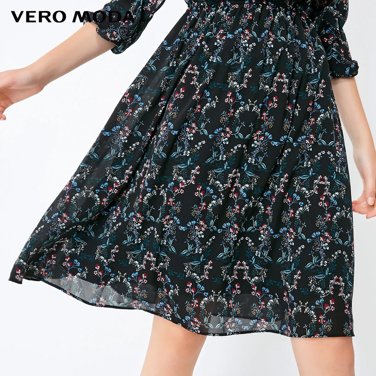 Vero Moda шифоновое платье с оборками и цветочным принтом с рукавами 3/4 | 31837C502