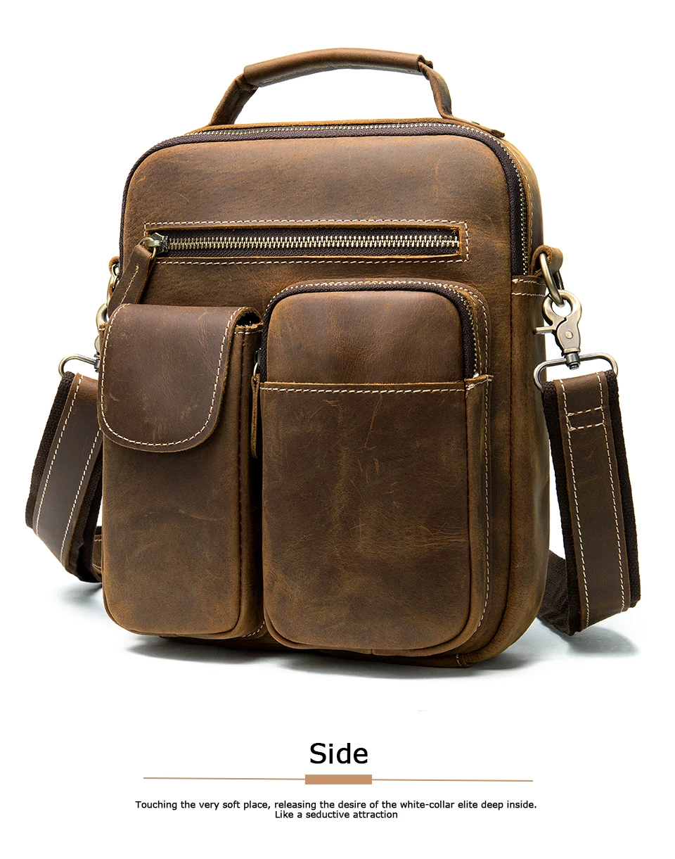 WESTAL men's shoulder/crossbody bags genuine leather messenger bag men’s shoulder bag for men handbag flap zipper vintage bags